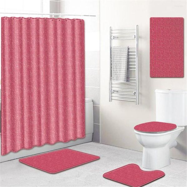 Ensemble d'accessoires de bain 5pcs / set Coqueur de sol non glissé Bathroom Decorative Mat Pad Shower Curtain