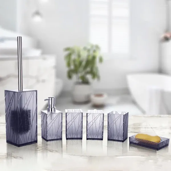 Conjunto de accesorios de baño de 6 piezas Diseño desprevenido de baño acrílico fácil de limpiar incluye jabón dispensador de dientes soporte tazón toi toi