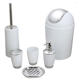 Badaccessoire set 6pcs badkamer huisreizen tandenborstel houder afval bin zeep schotel toiletborstel sproeier flessen kit