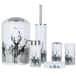 Badaccessoire set 6 stks bedrukte badkameraccessoires 12 soorten tandenborstelhouder soap dispenser toiletborstel decoratie