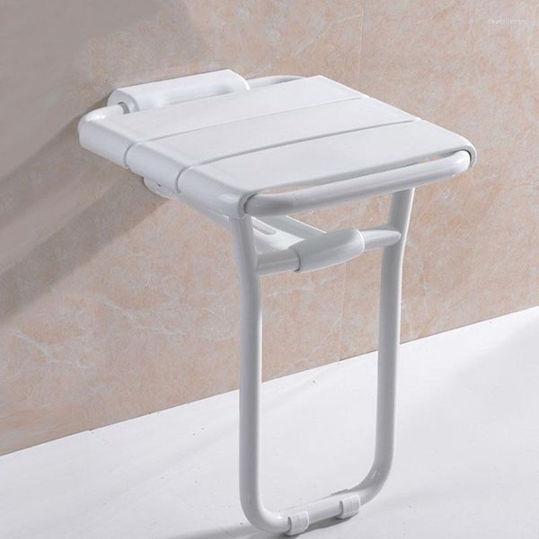 Juego de accesorios para baño 8905, taburete montado en la pared, acero inoxidable, PVC, plástico, banco plegable para baño, asiento para silla de ducha antigua