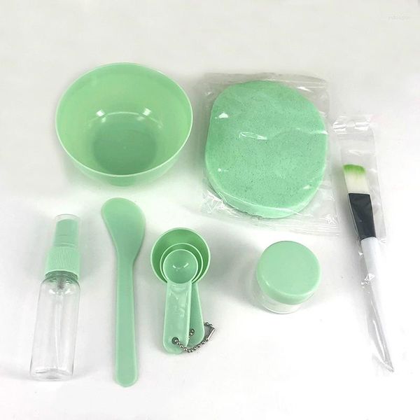 Juego de accesorios de baño 9 unids/set DIY máscara facial tazón para mezclar cepillo cuchara cuidado de la piel Kit de herramientas de belleza suministros niña mujer