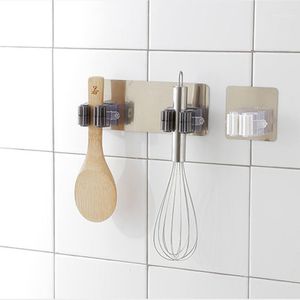 Bath Accessory Set Adhesive Multi-Purpose Hooks Wall Mounted Mop Organizer Holder RackBrush Broom Hanger Hook Kitchen Bathroom Strong