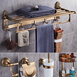 Ensemble d'accessoires de bain Accessoires de salle de bain sculptés en bronze antique Ensembles de quincaillerie en aluminium Porte-serviettes Porte-papier Brosse de toilette