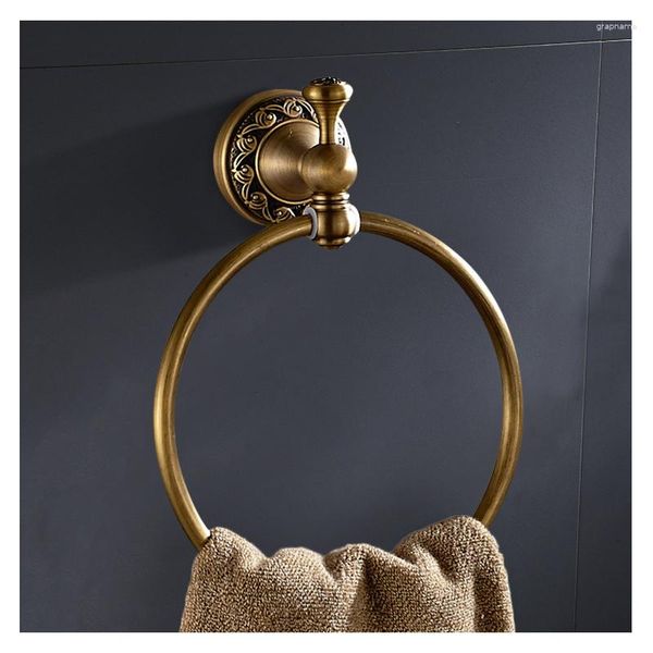 Ensemble d'accessoires de bain Style Antique accessoires de salle de bain anneau porte-serviettes mural rond en laiton support étagère lavabo