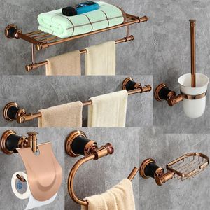 Juego de accesorios de baño, accesorios AOBITE, toallero de montaje en pared de oro rosa, escobilla de baño, soporte de jabón de papel, juegos de accesorios de baño 5200