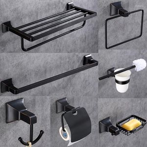 Juego de accesorios de baño AOBITE, accesorios de baño de alta calidad, herrajes de latón, soporte de papel negro mate, toallero, barra de cepillo de dientes 8800