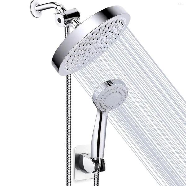 Ensemble d'accessoires de bain AQwzh Pommeau de douche à haute pression/Combo portatif de luxe moderne chromé avec support anti-fuite pour tuyau de 60 pouces