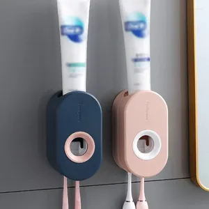 Bath Accessory Set Automatic Toothpaste Squeezer Home Wall Bracket Toothbrush Holder Dust-proof Wall-mounted