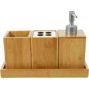 Badaccessoireset Bamboe Douchedispenser Badkameraccessoires Shampoocontainer Lotiondispensers Handzeepflessen Hervulbaar