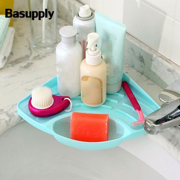 Juego de accesorios de baño Basupply, 1 pieza, estante Triangular útil para el hogar en el fregadero de la cocina, plato de esponja, jabonera de baño, accesorios 1