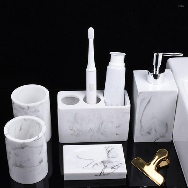 Ensemble d'accessoires de bain Accessoires de salle de bain Paquet de 5 Porte-brosse à dents Distributeur de savon Robuste