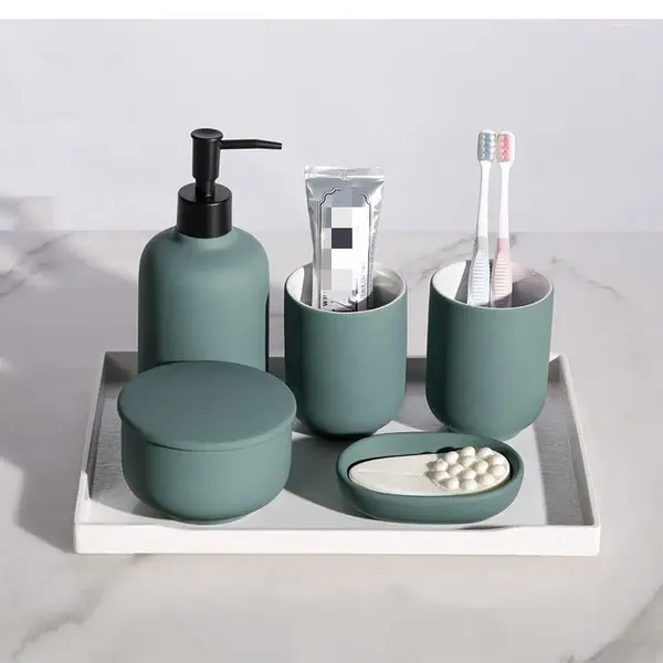 Ensemble d'accessoires de bain, distributeur de dentifrice en céramique, conteneur de savon, porte-brosse à dents, tasse, réservoir de stockage de vaisselle