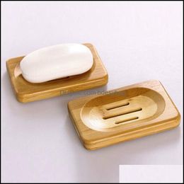 Badaccessoire Set badkamer accessoires Home Garden LL 1pc douche Soap Dish Sets Natural Bamboe Wood Bathr OT9LP