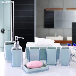 Badaccessoireset badkamer accessoires sets eenvoudige stijlvolle tissuedoos tandenborstel houder toiletborstel zeep schotel spuitfles 7 stks/set