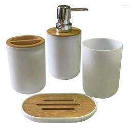 Bad-Zubehör-Set, Badezimmer-Zubehör, Seifenspender, Flasche, Geschirr, Waschraum, Zahnbürstenhalter, Becher, Anzug, Weiß