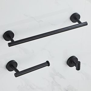 Juego de accesorios para baño, gancho para bata, toallero, barra, estante de acero inoxidable negro, soporte de papel tisú para estantería, juegos de accesorios