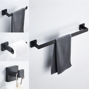 Ensemble d'accessoires de bain salle de bain matériel espace aluminium mat noir crochet porte-serviettes barre support étagère porte-papier de soie brosse à dents