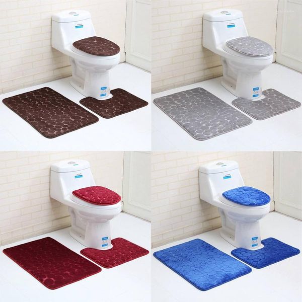Ensemble d'accessoires de bain tapis de salle de bain tapis de toilette flanelle anti-dérapant tapis de douche maison couvercle couverture chambre tapis tapis de sol