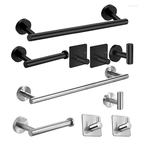 Juego de accesorios de baño, Kit de accesorios MaBlack de acero inoxidable para baño, estante de pared, toallero, barra, estante, colgador de bata, soporte para cepillo