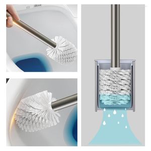 Ensemble d'accessoires de bain, porte-brosse de toilette, outils de nettoyage, espace en aluminium, montage mural sans perceuse, accessoires verticaux durables noirs