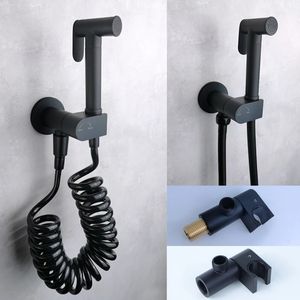 Juego de accesorios para baño, accesorio para inodoro, rociador de bidé de latón con interruptor de apertura y cierre, grifo frío, armario negro mate Shattaff 231216