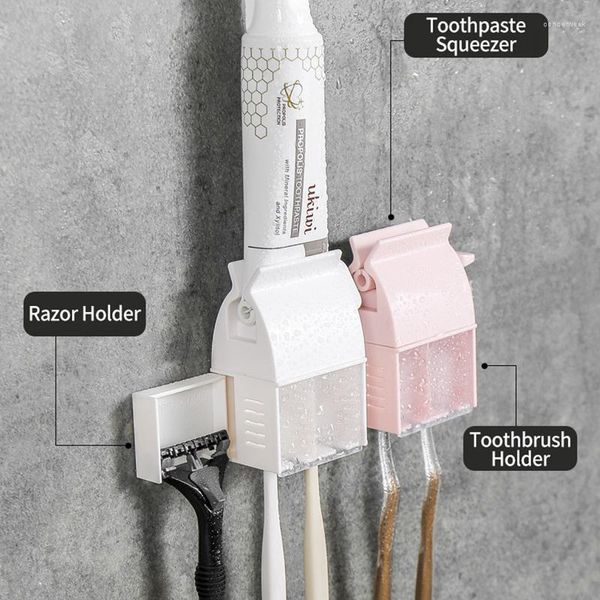 Conjunto de accesorios de baño Soportes de cepillo de dientes de baño Conjuntos de dispensador de dientes Sprehiser Razor Razcera de almacenamiento montada en la pared