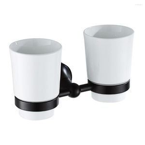 Juego de accesorios de baño Soporte de vaso doble redondo para montaje en pared de baño con tazas