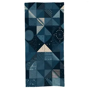 Bath accessoire ensemble serviette de plage bleu motif géométrique serviettes en microfibre nageurs de salle de bain 27,6 
