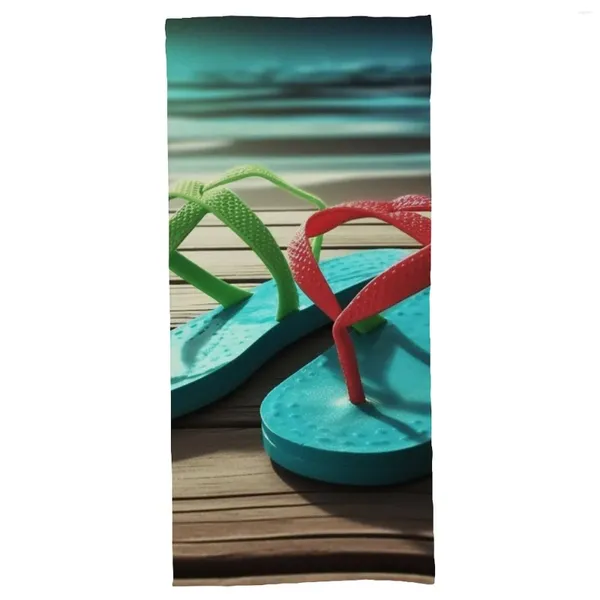 Bath Accessory Set Beach Towel Flip Flops Microfiber Towelrs Swimmers Bathroom 27.6 