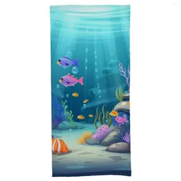 Bath Accessory Set Beach Towel Under Sea Microfiber Tails Swimmers Bathroom 27.6 "X55.1"