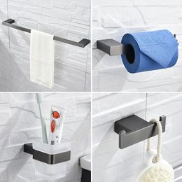 Badzubehör-Set, schwarzes Badezimmer-WC-Zubehör, Toilettenpapierhalter, Wandhaken, Handtuchhalter, Edelstahl, Duschraum-Organizer