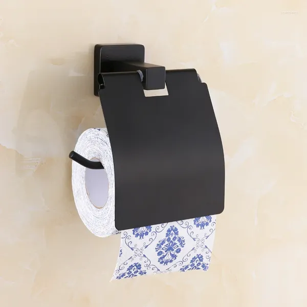 Juego de accesorios para baño, caja enrolladora de papel de bronce negro, toallero, soporte para inodoro de acero inoxidable europeo, accesorios de baño de montaje en pared