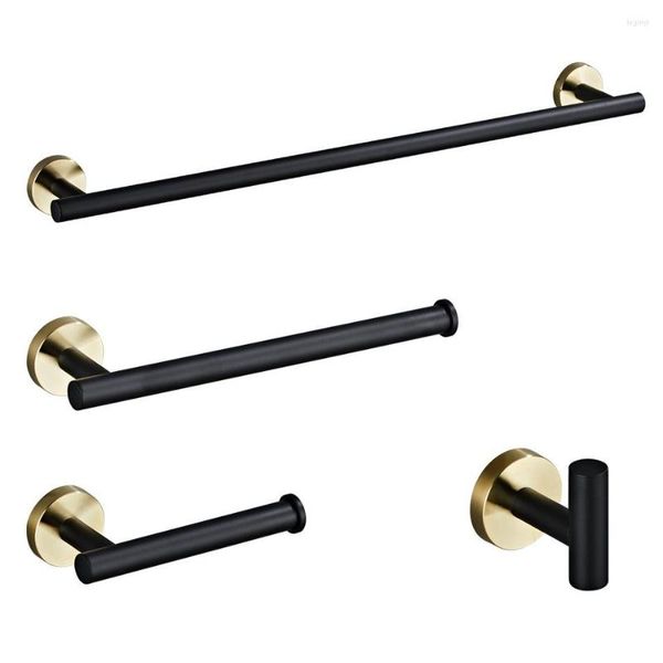 Juego de accesorios de baño, toallero de acero inoxidable 304 de oro negro, accesorios para colgar en el baño, almacenamiento de papel