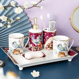 Badaccessoire set Bot China Badkamer Was vijf delige huishoudelijke keramische mondwater beker huisverwarming cadeaubon