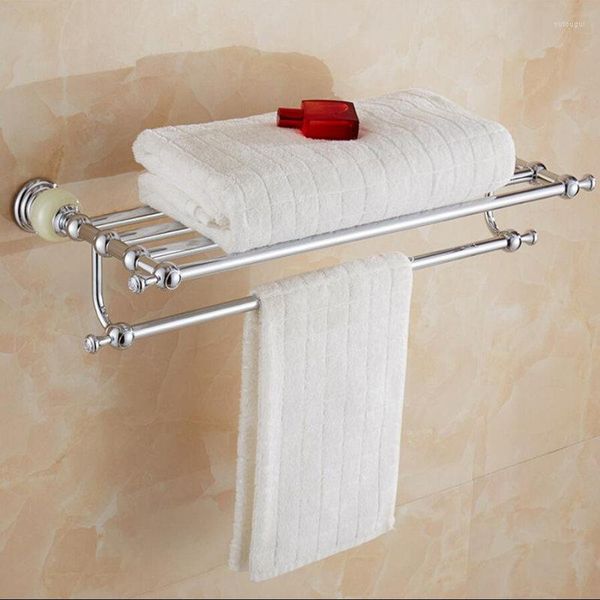 Juego de accesorios para baño, accesorios de baño cromados de latón y Jade, soporte de papel, barra de toalla, estante para cepillos de baño, ganchos, Hardware