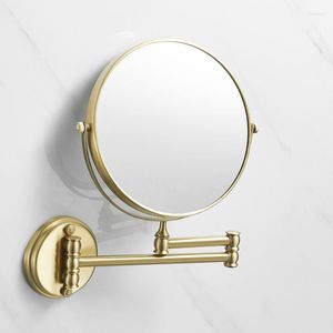 Badaccessoire set geborsteld gouden badkamer dressing spiegel muur gemonteerd 3 keer 8 inch dubbele gezichten vergroten messing mterial