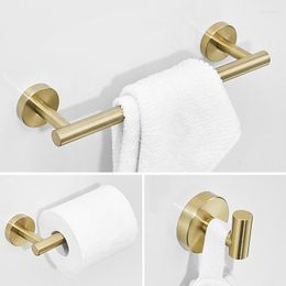 Badaccessoire set geborsteld gouden handdoekstaaf wand gemonteerd roestvrijstalen staalpapierhouder tissue jas hanger robe haak badkamer accessoires