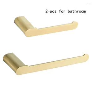 Badaccessoireset Geborsteld goud Handdoekstang Accessoires Toiletpapierhouder SUS304 Roestvrij staal Matzwarte haak Badkamerhardware