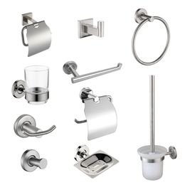 Badaccessoire set geborsteld stalen badkamer hardware soap dising robe haak ring ring ring muurbevestiging rolpapier houder toiletborstel hanger 231115