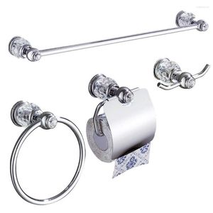 Badaccessoireset Chroom Badkameraccessoires Handdoekring Wandmontage Messing Kristalhouder Toiletrolpapier met haak