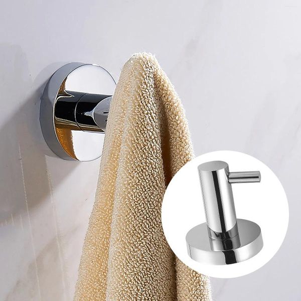 Juego de accesorios de baño Perchero y sombrero de acero inoxidable, superficie con recubrimiento en polvo blanco y negro, batas de habitación de armario reutilizables sin costuras, se pegan en el gancho