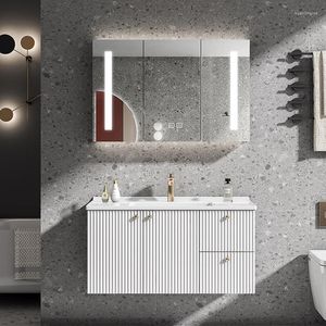 Ensemble d'accessoires de bain combinaison d'armoires de salle de bain lavabo moderne et minimaliste intégré
