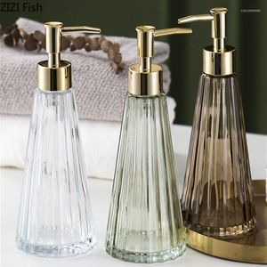 Ensemble d'accessoires de bain bouteille de Lotion conique verre clair remplissage liquide El salle de bain distributeur de savon à bulles fournitures de luxe pour la maison