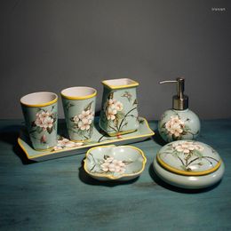 Bath Accessoire Set Creatieve luxe Chinese keramische badkamerpaar Cup American Toilet Gorgels wassentandreinigers