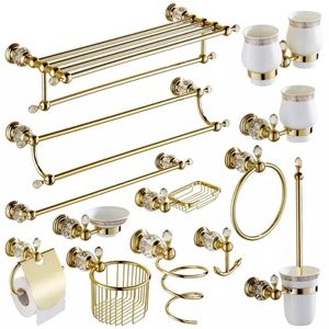 Badaccessoire set kristallen handdoekrek Europese badkamer haken hardware suite messing douchemandje ring accessoires