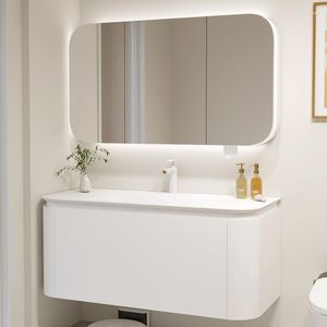Juego de accesorios de baño, lavabo importado personalizado, mueble de baño con sensación de piel de madera maciza pintada, lavabo combinado