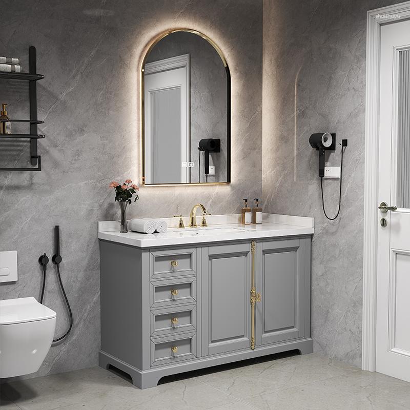 Ensemble d'accessoires de bain personnalisés, armoire de salle de bain de Style américain, combinaison légère de luxe au sol pour se laver les mains, lavabo