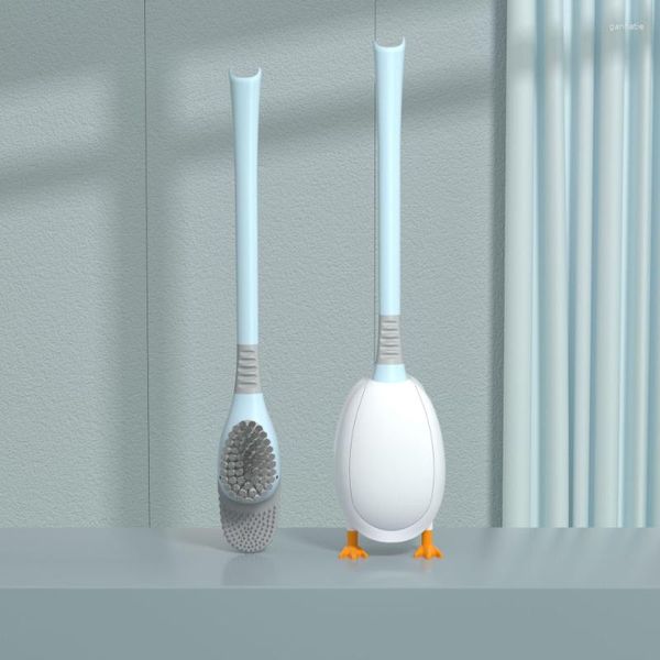 Ensemble d'accessoires de bain, brosse de toilette en forme de canard de plongée, suspension murale en Silicone, laine douce, décontamination, Gel de silice, nettoyage de la maison