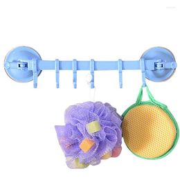 Ensemble d'accessoires de bain Rail à crochets sans perçage avec 6 crochets Ventouse Ustensile de cuisine Coulissant Mobile et réglable Multifonction